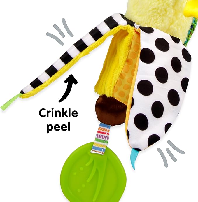 LAMAZE Bea The Banana, Clip on Pram and Pushchair Newborn Baby Sensory Toy, With Colours and Sounds, Development for Boys and Girls Aged 0 to 24 Months