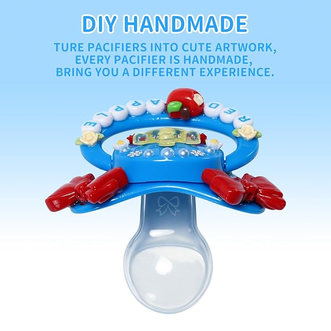CutiePlusU Adult Size Pacifier DIY Big Shield Pacifier - Blue Red