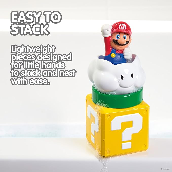 My Mario Pour & Nest Bath Playset by TOMY Toomies - Pouring Toddler Water Toys for Bath or Pool - Officially Licensed Mario Toys for Kids and Toddlers - Ages 2 Years and Up
