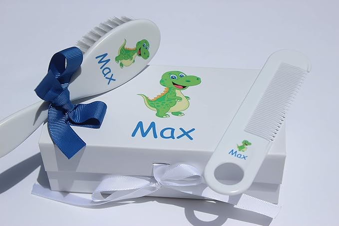 Personalized Baby Gift - Dinosaur Baby Brush and Comb Set, Suitable for Ages 0-3 Years, New Baby Gift.