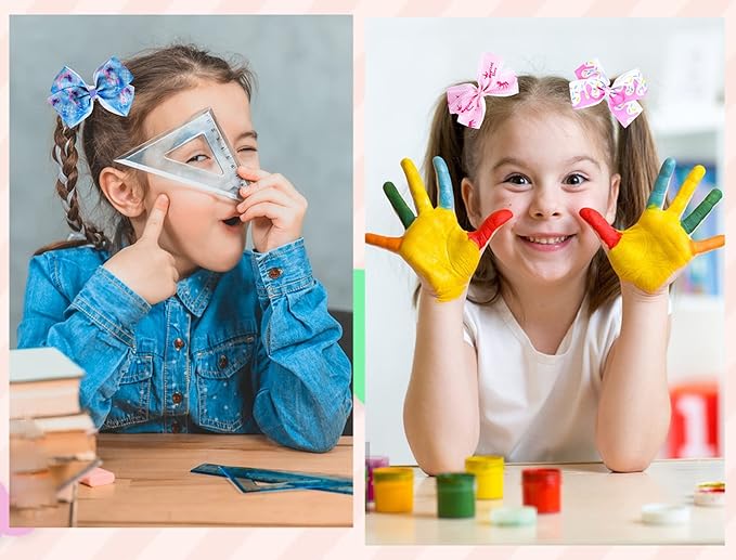 12 Pcs 5 Inch Hair Bows for Girls,Colorful Rainbow Heart Girls Hair Bows Grosgrain Ribbon Hair Bow With Alligator Clips for Toddlers Little Girl Children Kids Teens