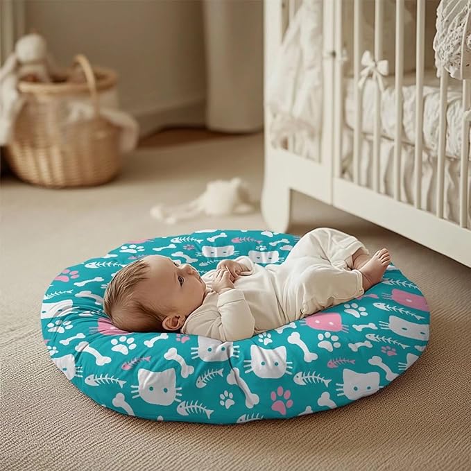 Newborn Lounger Cover, Cat Paw Print Removable Newborn Lounger Cover Soft Baby Lounger Slipcover Stretchy Infant Lounger Pillow Cover for Boys Girls