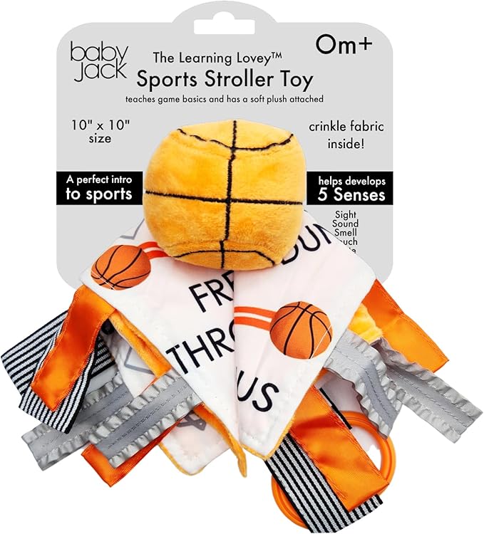 The Learning Lovey Boston Celtics Baby Tag Toy, NBA Basketball Sensory Crinkle Toys, Soft & Safe, Ideal Stroller, BPA-Free with Clip, 10" x 10"