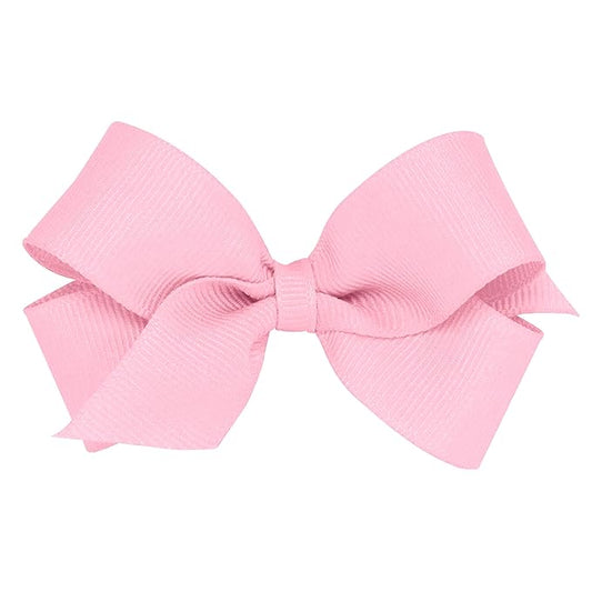 Wee Ones Girls' Classic Grosgrain Hair Bows with Plain Wrap Center, No-Slip Hair Clip, Handmade, Pearl Pink, Mini