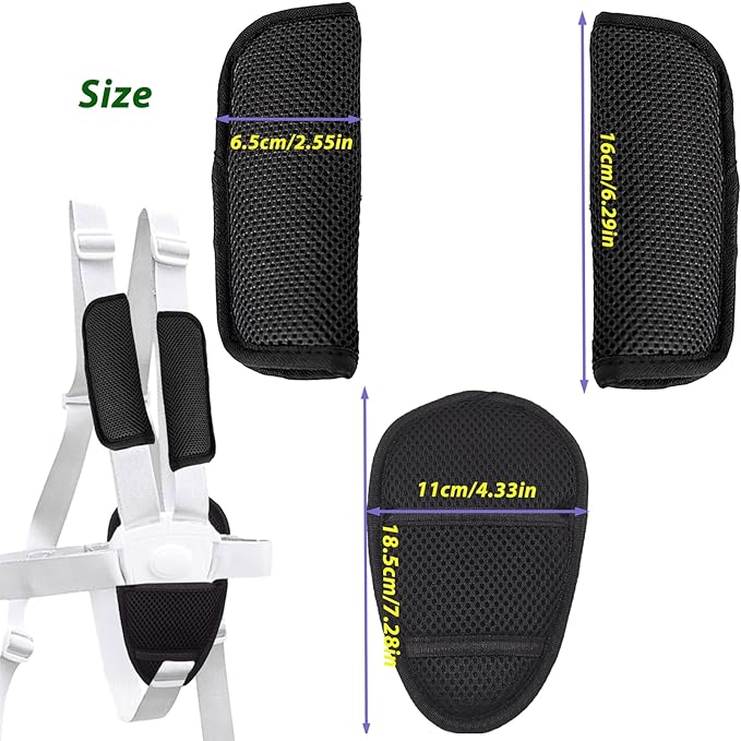 3 Pack Seat Straps Shoulder Pads, Stroller Strap Crotch Cushion,Soft Seat Straps Covers Suit for Kids,Pushchair, Stroller,High Chair(Black)