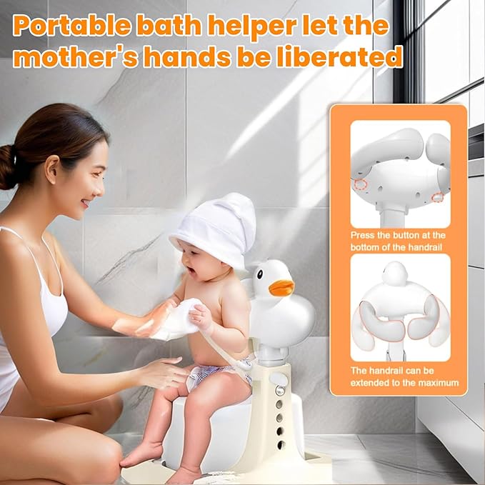 Baby Shower Seat with Anti-Slip Base,Bath Shower Standing Support Stand,Portable Bath Helper Bath Support for Infants Portable Bath Helper for Baby 8-24 Months (White)