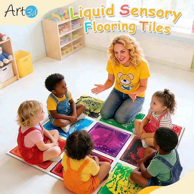 Art3d Liquid Fusion Activity Play Centers for Children, Toddler, Teens, 12" X 12" Pack of 9 Tiles