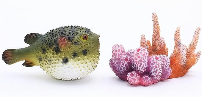 Gemini&Genius Pufferfish Toys for Kids, Realistic Puffer Fish Action Figures, Blowfish Toys, Under The Sea Life Figure Educational Gifts, Displays or Play Models, Collection for Kids Animal Lovers