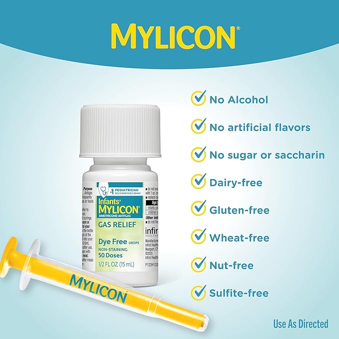 MYLICON Gas Relief Drops for Infants and Babies, Dye Free Formula, 0.5 Fluid Ounce