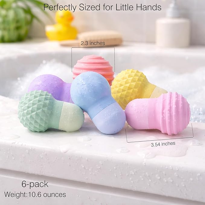 Sensory Squeezing Water Bath Toys for Toddlers,6PCS Bath Tub Pool Floating Toys for Babies Kids 1-3，Textured Fidget Toys Stocking Stuffers Gifts for Boys Girls Ages 1+