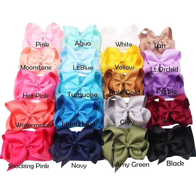 CellElection 20PCS Baby Girls Soft Nylon Headbands 6Inch Big Bows Elastic Nylon Hairbands Hair Accessories for Newborns Infants Toddlers Kids…