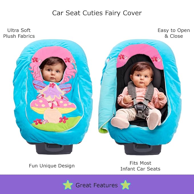Car Seat Cuties, Baby Car Seat Cover, Stretchy Universal Fit Infant Car Seat Carrier Cover for Baby Boys and Girls, Soft & Warm Baby Blanket Style Car Seat Cover, Infant Costume (Fairy)