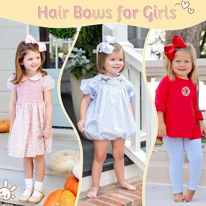 20PCS 4.5inch Layered Grosgrain Ribbon Hair Accessories, Oaoleer Alligator Clips and Barrettes for Baby, Toddler, and Teen Girls (Style-D)