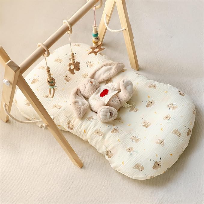 Pea Pod Muslin Baby Lounger Cover 2 Pack Cotton Slipcover, Soft Breathable Infant Lounger Covers Only for Newborn Baby Nest Lounger Sheets for Cozy Naps 0-12 Months（Koala)