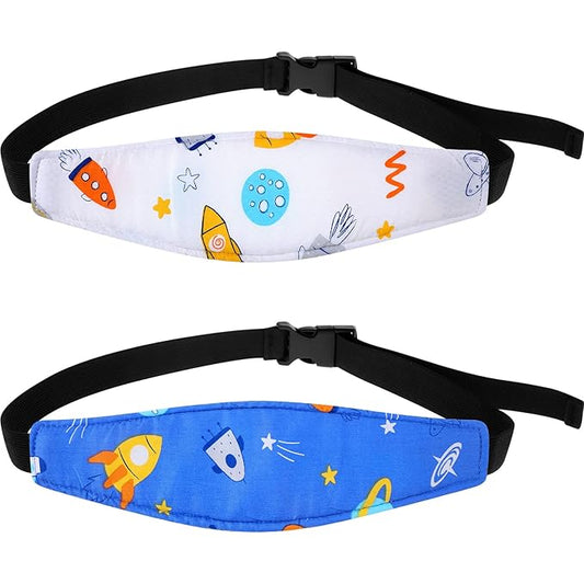 HESTYA 2 Pcs Carseat Head Support Toddler, Stroller Seat Headrest for Sleeping Traveling, Neck Relief Headband Strap for Kids Children Toddler Infant(Space)
