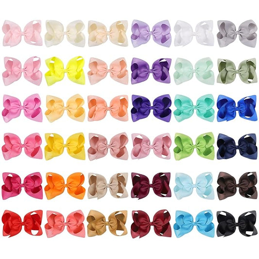 Choicbaby 36pcs 6 Inch Hair Bows for Girls Large Hair Bows with Alligator Clips Toddler Hair Accessories for Baby Girls Kids Teens