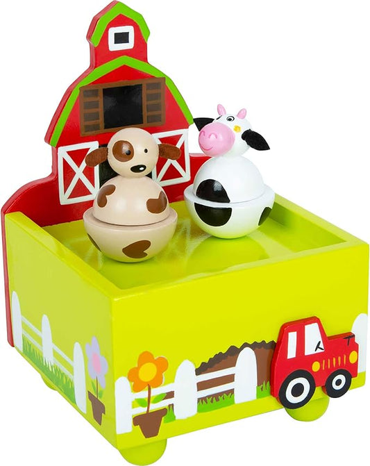 Small Foot 11715 Farm Music Box, Made of Wood with Happy Animal Motifs, for Ages 3+ Years