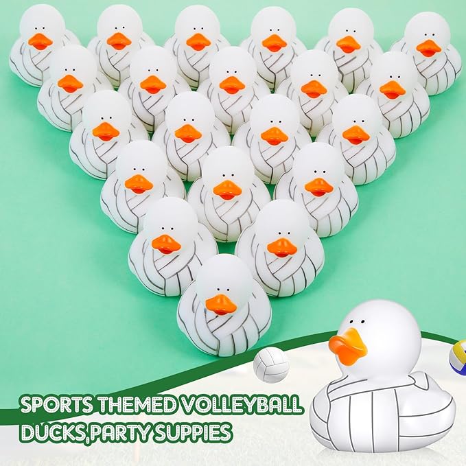 Deekin Rubber Ducks 2 Inch Bulk Sport Party Favors for Team Events Decorations Birthday Party Supplies Club Player Gift(50 Pcs,Volleyball)