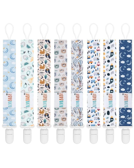 ALVABABY Pacifier Clips 8 Pack Pacifier Binky Paci Holder Leashes for Baby Teethers 8DP18A