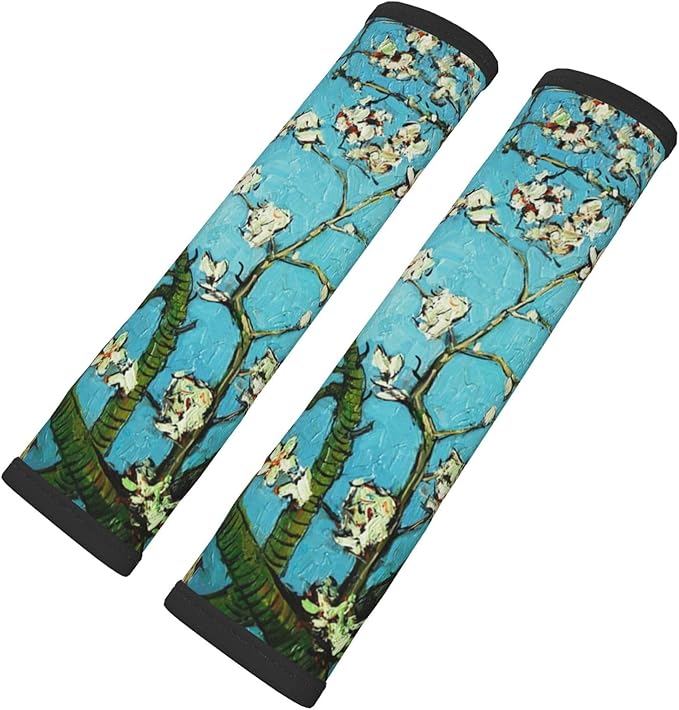 Bloom Flowers Print Seatbelt Pads Fits Cars Trucks SUV Sedans Sweat Absorption Car Seatbelt Strap Cover, Auto Interior Accessories Protector