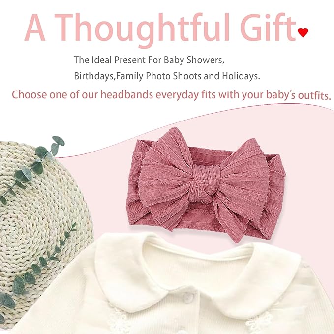 LemonSpace Handmade Baby Girls Headbands Soft Stretchy Nylon Hair Bands Hair Accessories Bows for Newborn Baby Girls Infant Toddlers Kids (Pink)