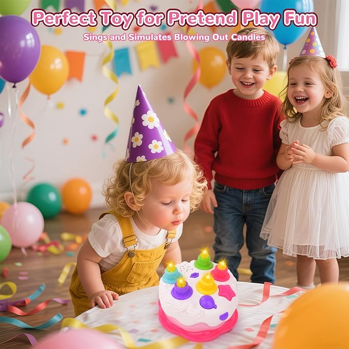 Love&Mini Birthday Cake Toy - Musical Toy Cake for 1 Year Old Boys Girls, Blow Candles & Counting Fun, First Birthday Gift for Toddlers (1-3 Years)