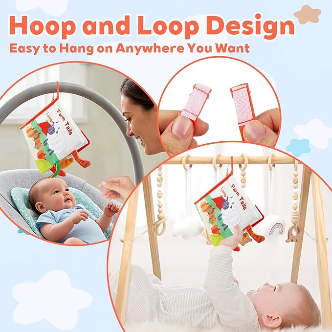 Baby Books 0-6 Months, Infant Tummy Time Toy 6-12 Months Touch Feel Book Travel Toy Gifts for Boys Girls 0-3 Months Baby Shower Birthday Easter Basket Stuffers