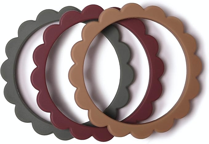 mushie Flower Teether Bracelet | 3-Pack (Dried Thyme/Berry/Natural)