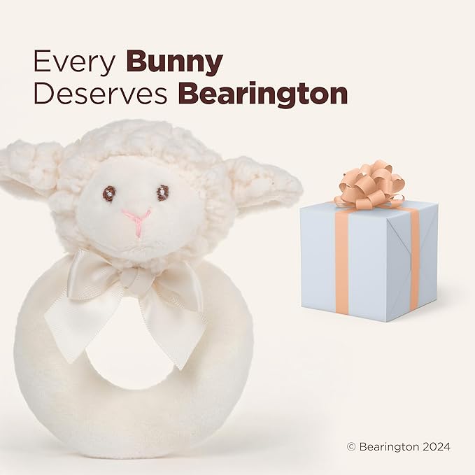 Bearington Baby Lamby, 5.5 Inch Cream Lamb Plush Stuffed Animal, Soft Baby Rattles and Plush Rings - Newborn Toys - Lamb Stuffed Animal