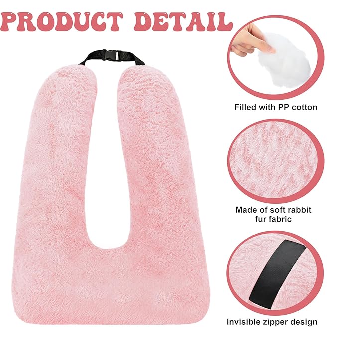 Hoteam 2 Pcs Travel Pillow Car Sleeping Kid Neck U Shaped for The Back Seat Adults Children Head and Body Support Long Distance Journey Accessories (Light Pink)