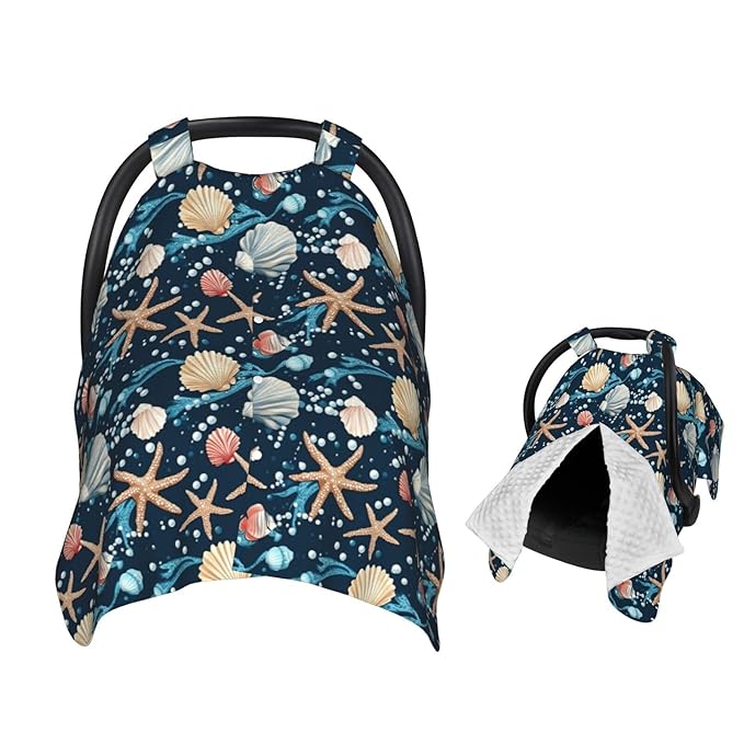 Pearls Shell Starfish Baby Car Seat Canopy Nursing Cover for Newborn Car Seat Breastfeeding Covers Blanket Newborn Shower Gift
