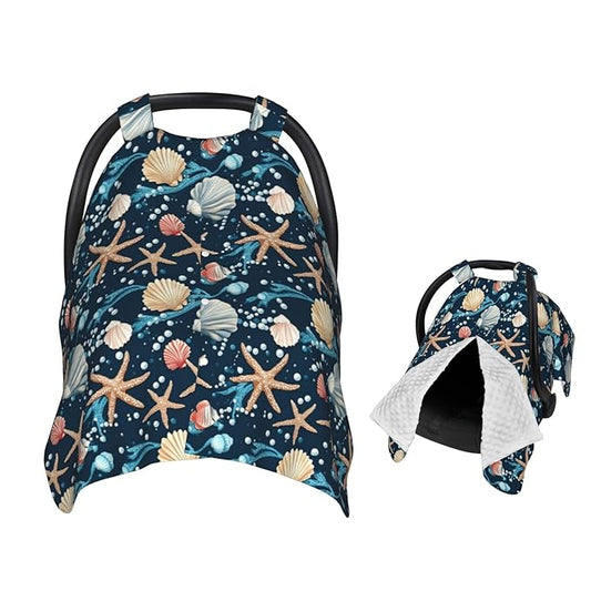 Pearls Shell Starfish Baby Car Seat Canopy Nursing Cover for Newborn Car Seat Breastfeeding Covers Blanket Newborn Shower Gift