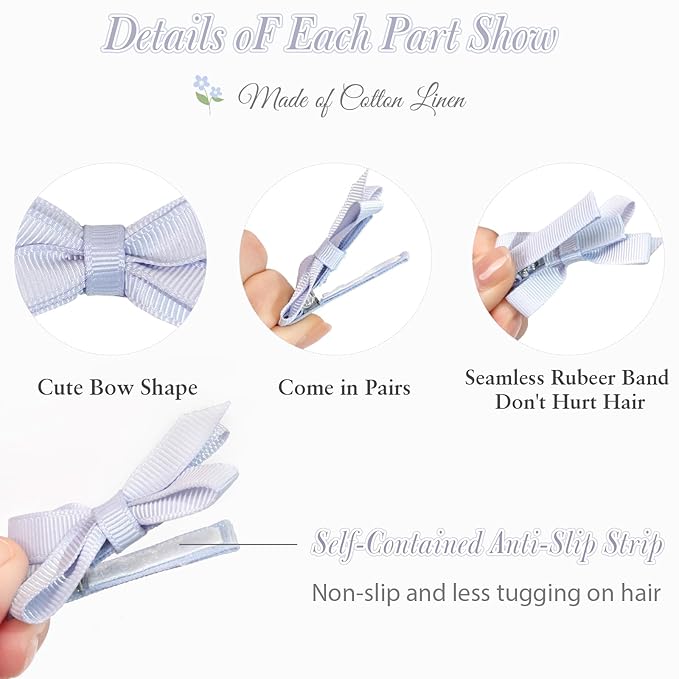 DED 28PCS 2.2" Fully Lined Baby Bows Hair Pins Tiny Hair Clips Fine Hair for Girls Infants Toddlers Set of 14 Pairs