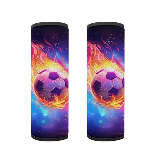 Biyejit Galaxy Fire Soccer Car Seat Belt Covers for Kids, 2 Packs Toddlers Stroller Cartoon Seat Strap Covers, Soft Car Seat Straps Shoulder Pads Seat Belt Protectors for Boys