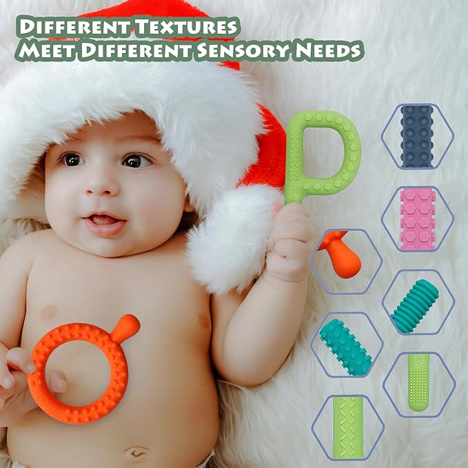 Sensory Toys for Kids with Autism, Silicone Baby Teething Toys 5 Pack Autism Toys for ADHD, Anxiety, SPD Chewing Biting Fidgeting, Teething Relief Tubes for Babies - BPA Free