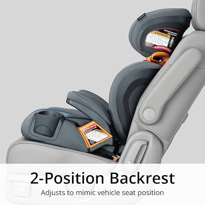 Chicco KidFit ClearTex Plus 2-in-1 Belt-Positioning Booster Car Seat, Backless and High Back Booster Seat, for Children Aged 4 Years and up and 40-100 lbs., Reef/Navy