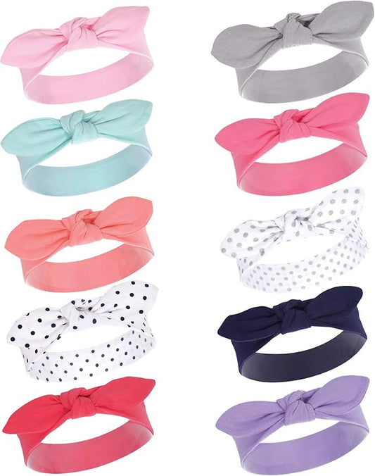 Hudson Baby Cotton and Synthetic Headbands, Size 0-24 Months