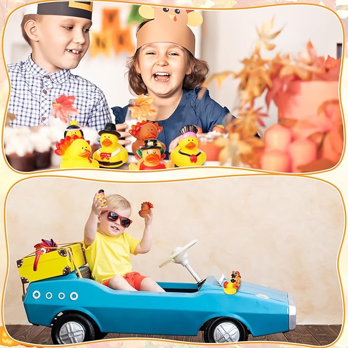 50Pcs Thanksgiving Rubber Ducks Bulk,Thanksgiving Party Favors Rubber Duckies,Mini Duck for Jeeps Ducking Bath Toys,Holiday Goodie Bag Fillers,Birthday Gifts Classroom Game Prizes for Kids