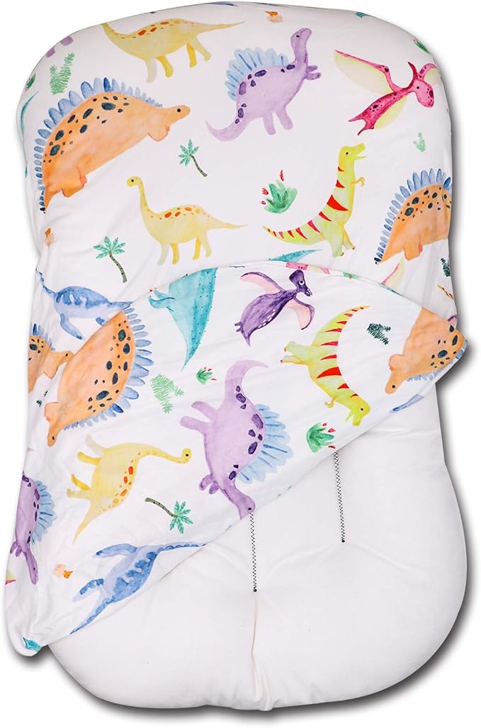 Baby Lounger Cover, Dinosaur Infant Padded Loungers Cover, Removable Infant Lounger Slipcover for Baby Boys Girls, White (Lounger not Included)