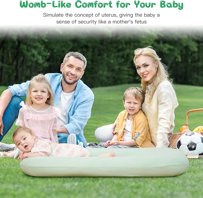 Lucakuins Baby Lounger, Bionic Design Baby Lounger for Newborn 0-24 Months, Soft Organic Cotton Breathable Lounger for Infants (Green Newborn Lounger)