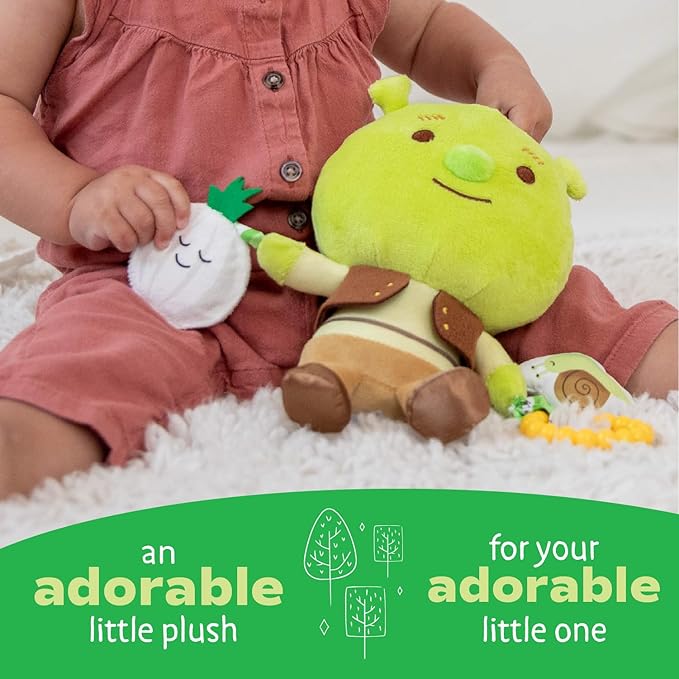 Shrek Activity Toy – Made with Super Soft Material & Features Jingle Bell, Child-Safe Mirror & Crinkle Sound – Use The C-Clip for Easy Hanging as On-The-Go Baby Toy for Boys & Girls