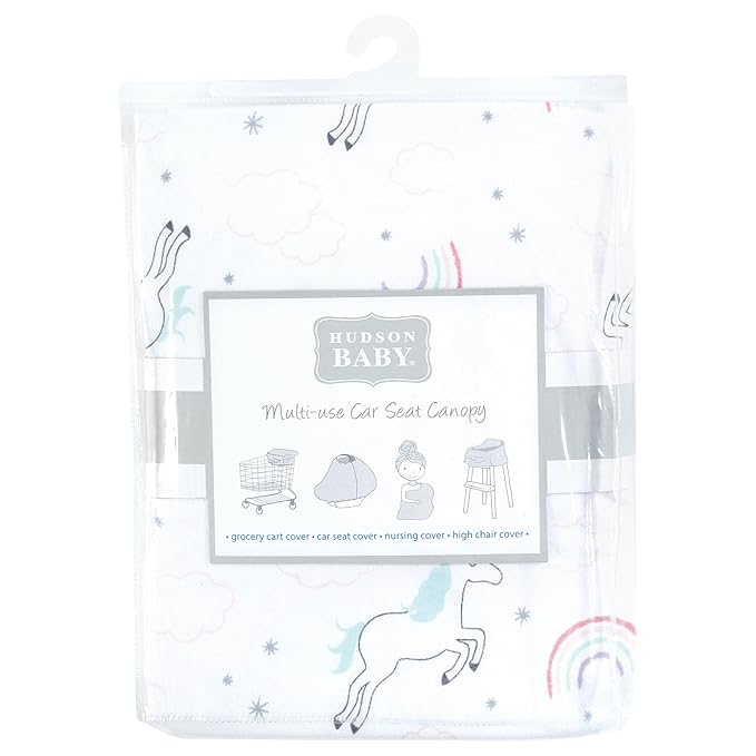 Hudson Baby Unisex Baby Multi-use Car Seat Canopy, Glitter Unicorn, One Size