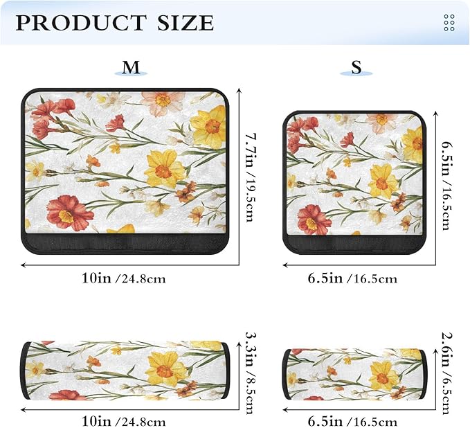 Car Seat Belt Pads Covers 2 Piecing Soft Car Safety Seat Belt Strap Shoulder Pad for Women Men Kids M Fall Flowers Daffodil Carnation Freesia White