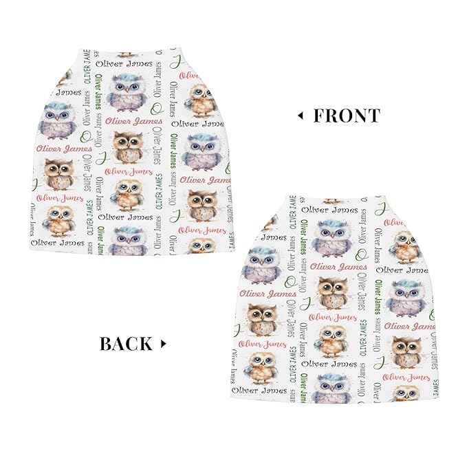 Personalized Car Seat Covers for Babies with Name – Multi-use Breastfeeding Cover Custom Owl Carseat Canopy Cover, Infant Stroller Covers for Boys and Girls