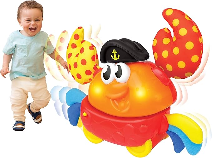 Winfun: Shakin 'N Wobble Crab - Lights & Sounds Motion Toy, Button Activated Sideways Crab Walk, Flashing Lights, Sensory Toy, Baby Toddler Ages 9mo+