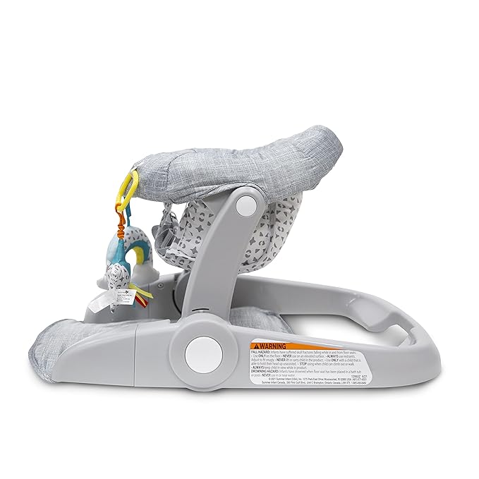 Bright Starts Learn-to-Sit 2-Position Floor Seat (Heather Gray) – Sit Baby Up in This Adjustable Baby Activity Seat Appropriate for Ages 4-12 Months – Includes Toys, Funfetti Neutral