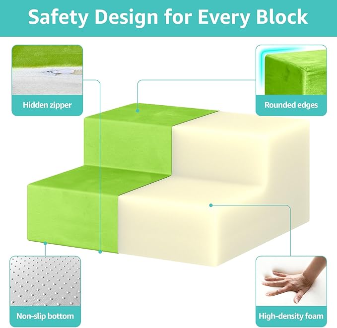 YENING Large Foam Climbing Blocks for Toddlers 1-3 Baby Climbing Toys for 1 Year Old Soft Play Set for Babies 6-12 Months Indoor 4 Piece