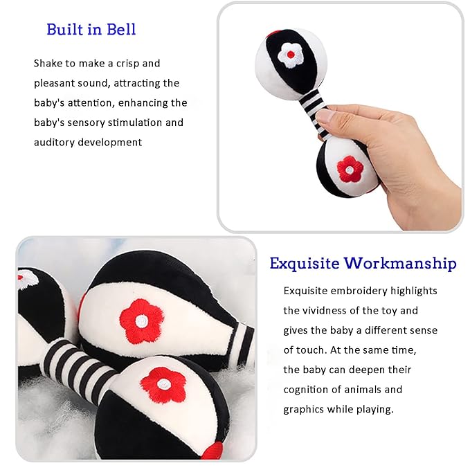 Rattles for Babies 0-6 Months, 2 Pcs Baby Soft Rattles 0-6 Months Early Developmental Hand Grip Toys for Infants Newborn Baby Girls Boys Gift