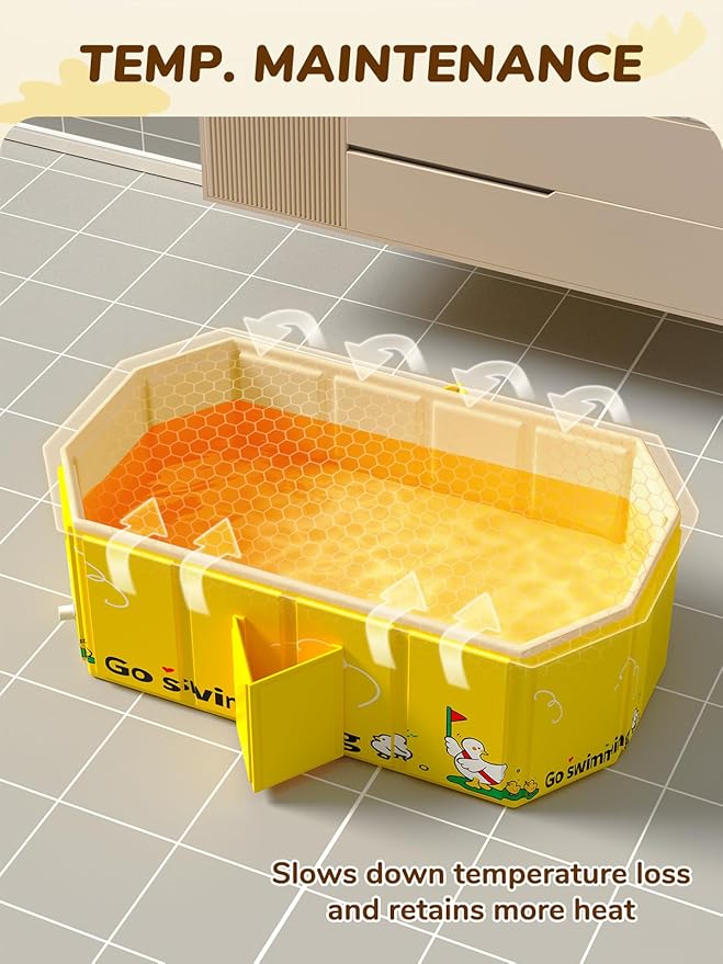 VBABY Collapsible Baby Bathtub, Portable Toddler Bathtub with 2 Drain Holes, Foldable Baby Tubs for Infants to Toddler, Travel Baby Tubs, Easy to Clean, Yellow