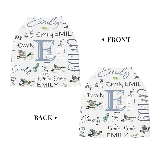 Personalized Car Seat Covers with Name, Mallard Duck Baby Canopy Carrier Cover, Breathable Breastfeeding Nursing Cover, Stretchy Multi-Use Infant Carseat Stroller Cover